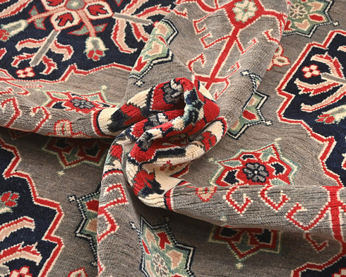 13x16 Gray Kuba Afghan Hand Knotted Wool Area Rug